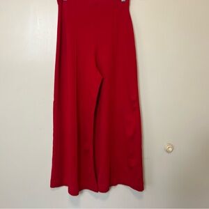 High-Rise Wide-Leg Pants in Red